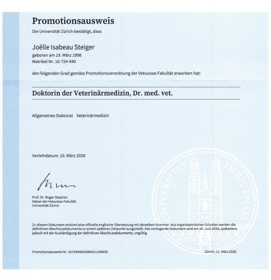 Von med. vet zu Dr. med. vet. 